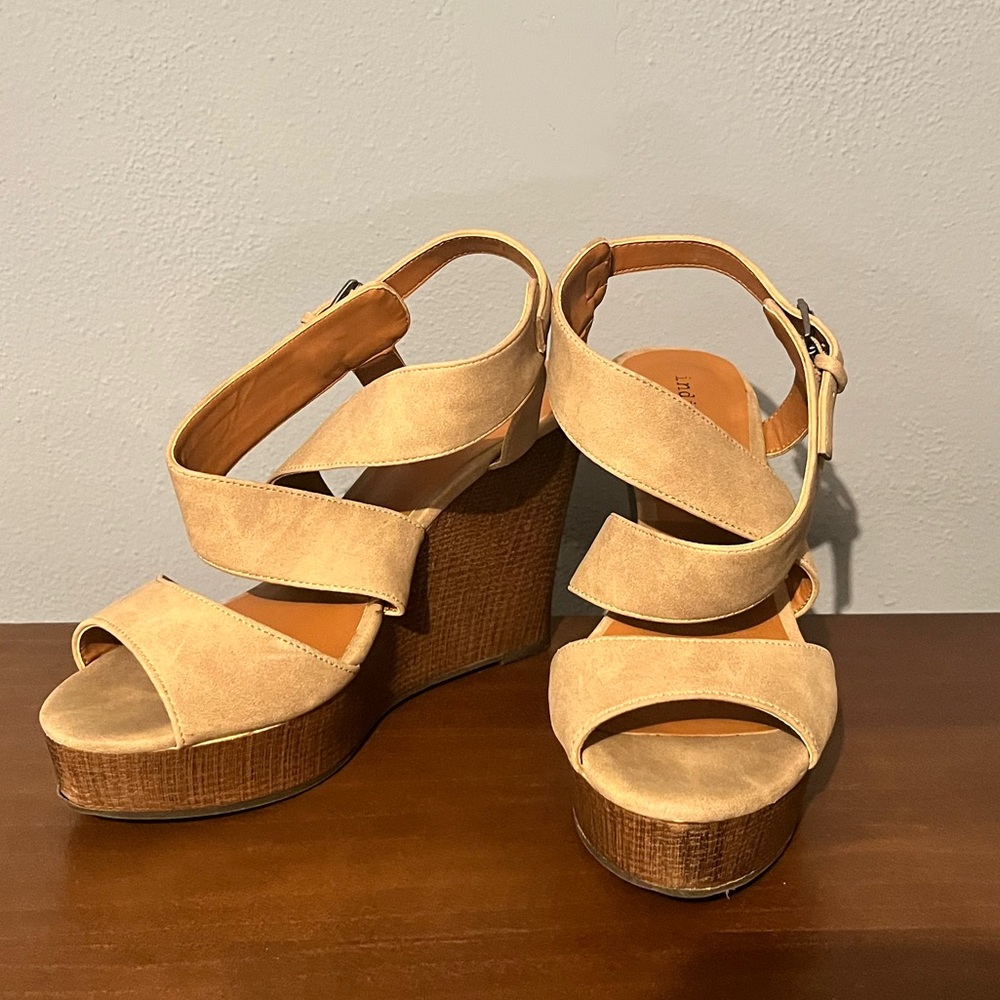 Indigo Tan Wedge Shoes Elegant Comfort